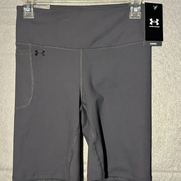 NWT UNDER ARMOUR WOMEN'S UA MOTION BIKE SHORTS - Size MEDIUM/ GRAY - Picture 1 of 13